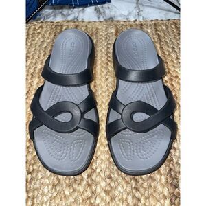 Crocs Meleen Twist Sandals (Black & Gray, Size 6)